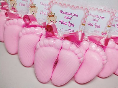 Lembrancinha Tema Nascimento Personalizada: Sabonete Par Pezinhos de Bebê