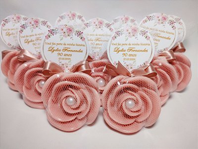 Lembrancinha de Aniversário: Sabonete Rosa Provençal Perfumada