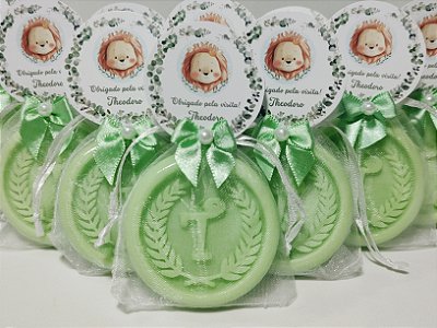 Lembrancinha Tema Chá de Bebê Menino: Sabonete Letra Inicial do Nome