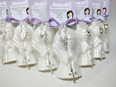 Lembrancinha Tema Batizado Personalizada: Sabonete Anjinho com Mini Terço