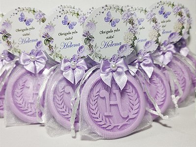 Lembrancinha Tema Nascimento Perfumada: Sabonete Letra Inicial do Nome