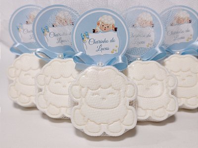 Lembrancinha Tema Nascimento Menino: Sabonete Ovelhinha Perfumada