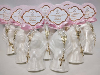 Lembrancinha Tema Batizado Personalizada: Sabonete Anjinho com Mini Terço