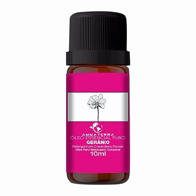 Óleo Essencial Puro De Gerânio 10ml  (TPM e menopausa, contêm fito estrógenos naturais. Também trabalha o medo da entrega, medo de amar. Antigamente era utilizado principalmente para feridas, úlceras e cuidados com a pele)