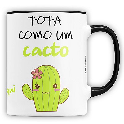 Caneca Personalizada Fofa Como Um Cacto (Com Nome)