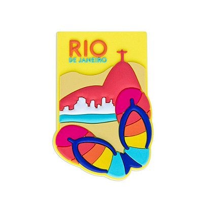 Imã de geladeira emborrachado chinelo - Rio de Janeiro