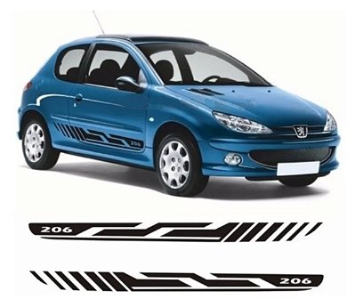 Adesivo Lateral Peugeot 206 Pz1 2 E 4p Faixa Adesiva Colante Fita