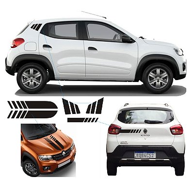 Adesivo Para Renault Kwid Faixas Kp1 Capô Coluna Traseira