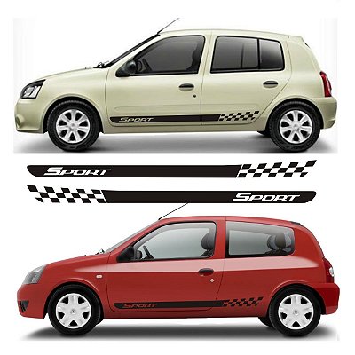 Kit Acessórios Peças Adesivo lateral Renault Clio 4 potas hatch e sedan Sport Fita Colante SRT
