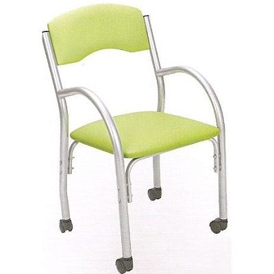 Cadeira Estofada Com Braços Giratória Prata