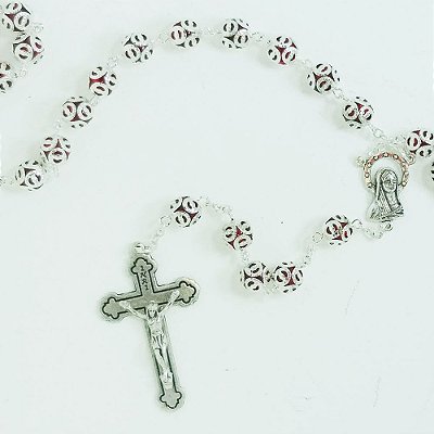 Terço Vermelho Metalizado 10mm