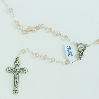 Terço Cristal Madona 6mm Rosa