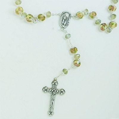 Terço Murano Cristal Dourado 12mm