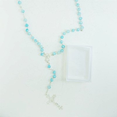 Terço Perolado Azul Claro 6mm