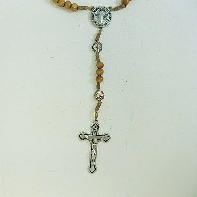 Terço Madeira Medalha De São Bento 8mm