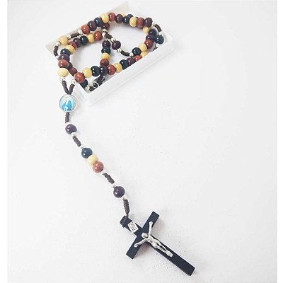 Terço Nossa Senhora Das Graças Madeira Colorida 8mm