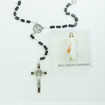 Terço São Bento Pater 8mm Madeira Marrom Escuro