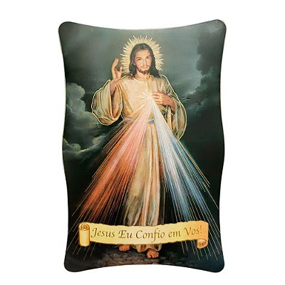 Quadro Jesus Misericordioso Madeira 15 CM Altura