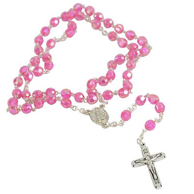 Terço Nossa Senhora de Fátima Pink 6mm