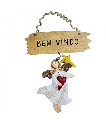 Anjinho Placa Bem Vindo 17 CM