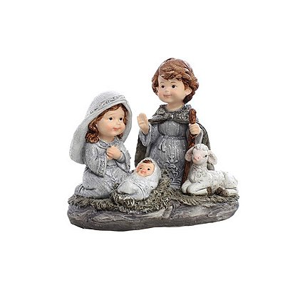 Presépio Sagrada Família Infantil 13,5 CM Cinza