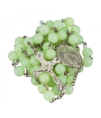 Terço Plástico Contas Fosforescente 0.8 CM Verde 60 CM