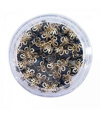 Terço Corrente Dourada Contas Pretas São Bento 57 CM