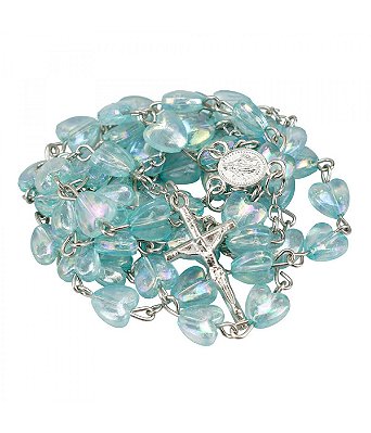 Terço Contas 1 CM Coração Verde 54 CM