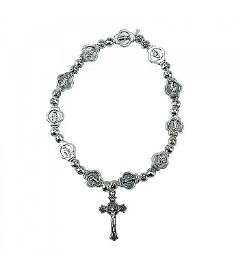 Pulseira Terço Prateado 6 CM