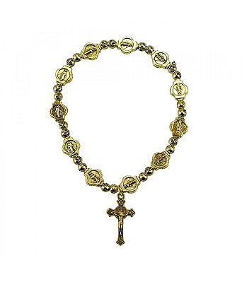Pulseira Terço Dourado 6 CM