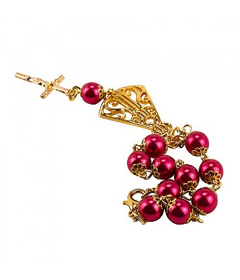 Pulseira Terço Contas Vinho 1 CM Nossa Senhora Aparecida 5 CM