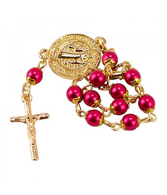 Pulseira Terço Contas Vinho 0.7 CM São Bento 5 CM