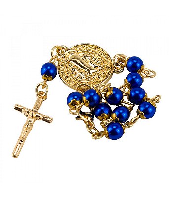 Pulseira Terço Contas Azuis 0.7 CM São Bento 5 CM