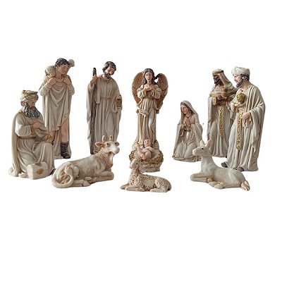 Presépio 11 Peças 12 CM - Marfim e Dourado