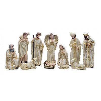Presépio 11 Peças 45 CM - Marfim e Dourado