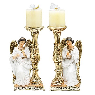 Par de Anjos Ajoelhados Candelabro 20 CM