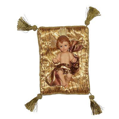 Menino Jesus 25 CM com Almofada Dourada