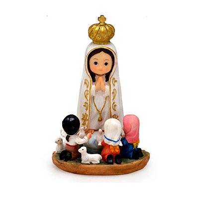 Nossa Senhora de Fátima com Pastores com Pastores 10 CM - Infantil