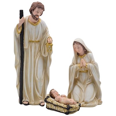 Presépio Sagrada Família 3 Peças 45 CM - Marfim e Dourado
