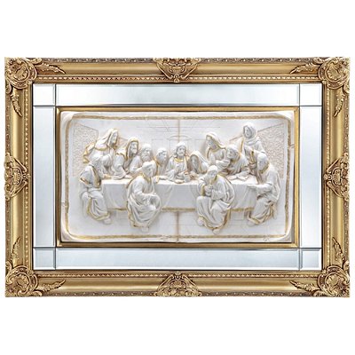 Quadro Santa Ceia com Espelho 92x64 - Marfim