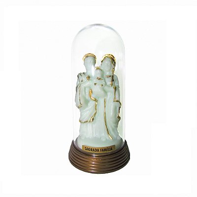Sagrada Família Acrílico Redoma com Base Ouro Velho 13 CM