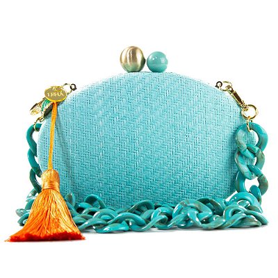 Bolsa De Mão Clutch Azul Turquesa Festa Casamento Formatura