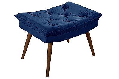 Banqueta Azul Marinho Puff Luxo em Suede