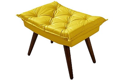 Banqueta em Courino Amarelo Puff Luxo