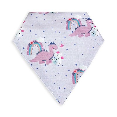 Babador Bandana Bebê Feminino Dino Rosa