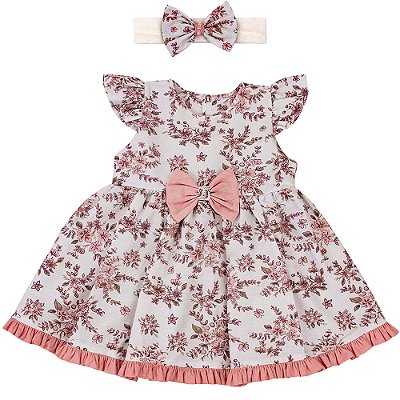 Vestido de Bebê Manga Curta Greta com Estampa Floral