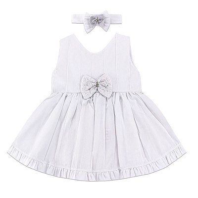Vestido de Bebê Manga Curta Mariane Branco