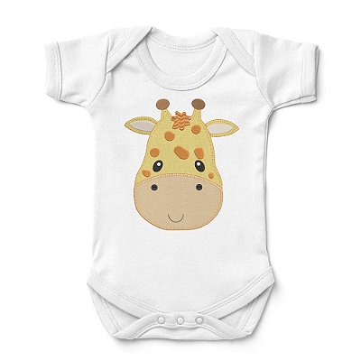 Body Bebê Manga Curta Girafa