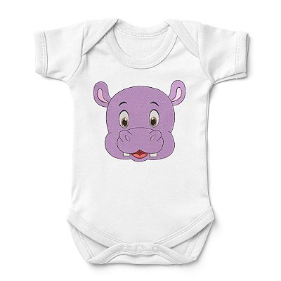 Body Bebê Manga Curta Hipopótamo