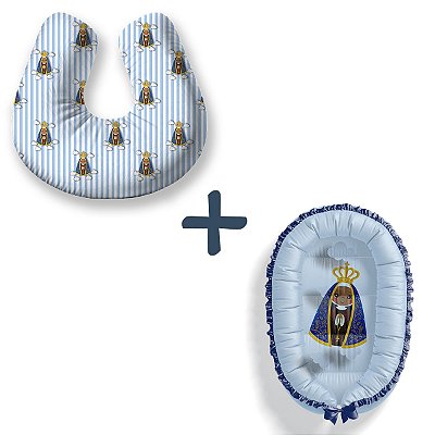 Kit Almofada Amamentação + Ninho Redutor Nossa Senhora Azul